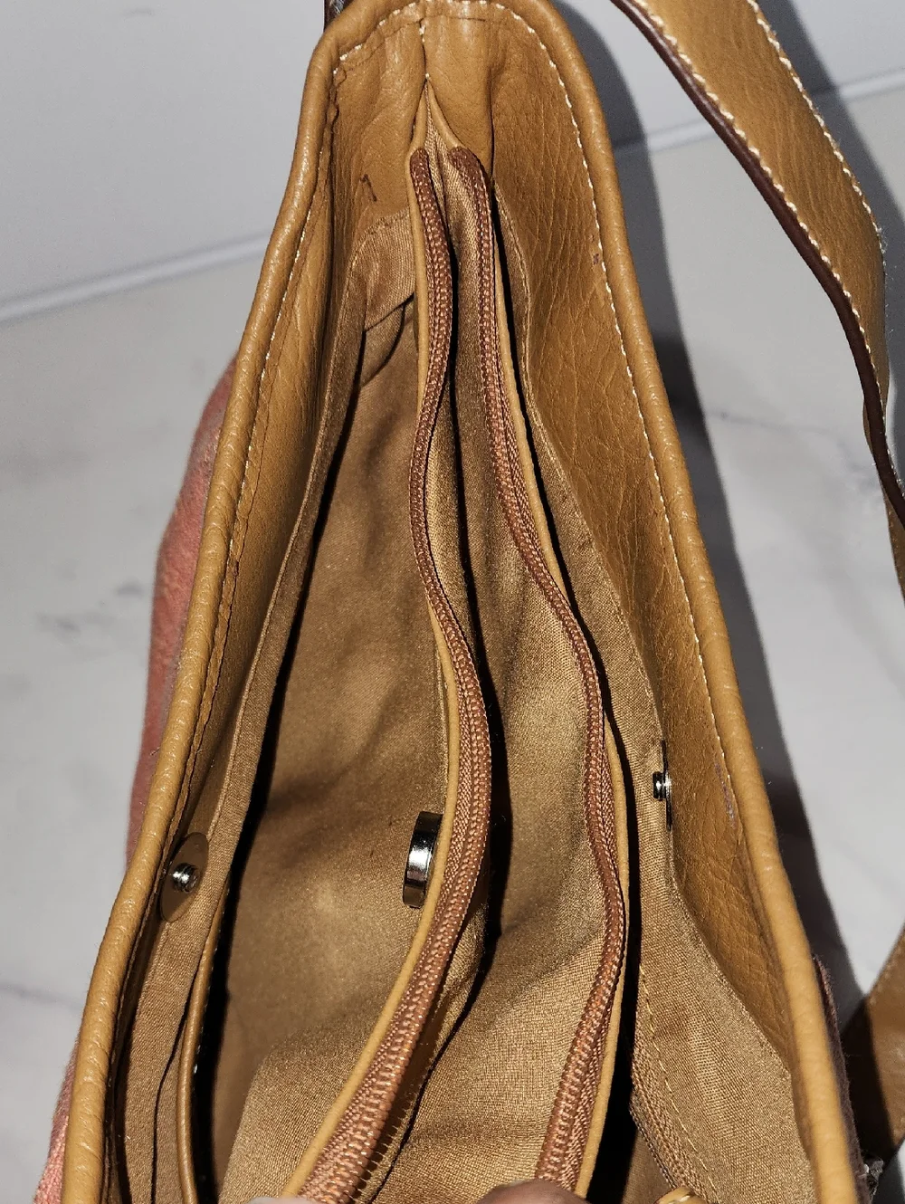 Caribban Joe Shoulder Brown & Peach Bag